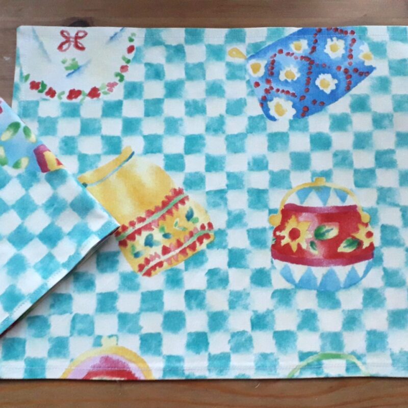 Blue Multicoloured Placemat and Napkin Set